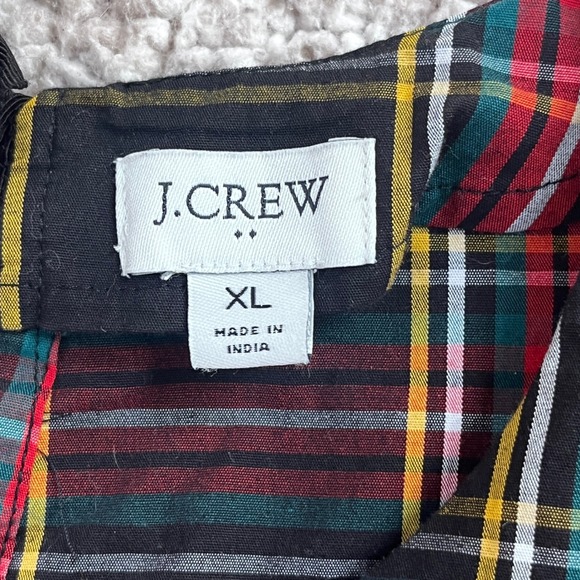 J.Crew Re-Imagined Plaid Puff Sleeve Blouse XL Black Red Holiday Back Tie Top - Picture 4 of 11